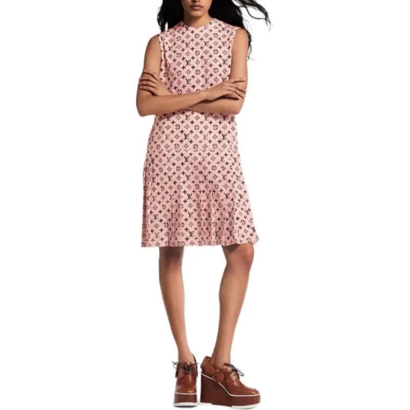 LOUIS VUITTON Washed Monogram Pleat Dress-3