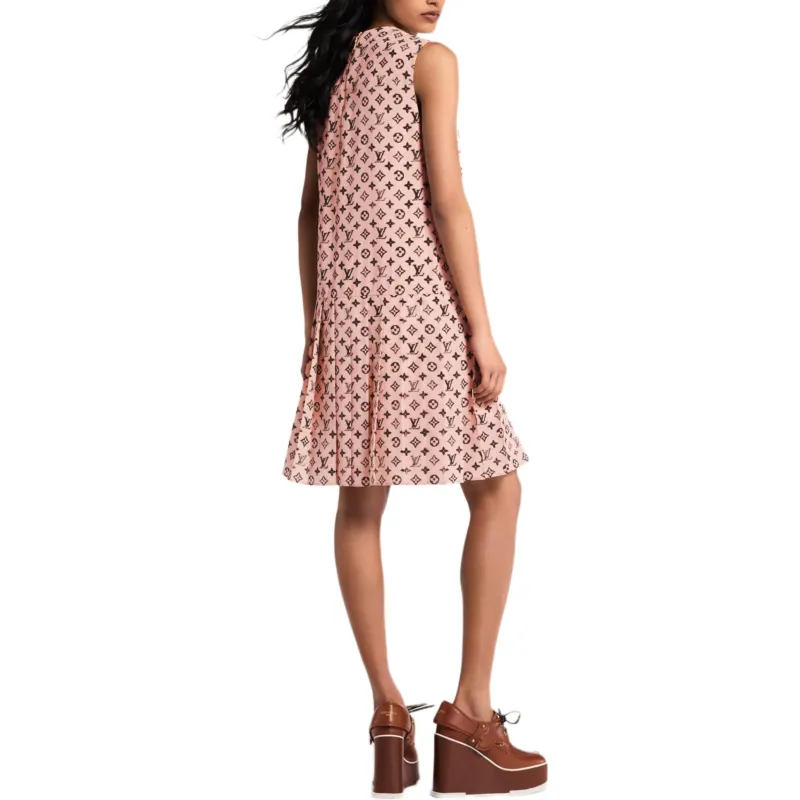 LOUIS VUITTON Washed Monogram Pleat Dress-4