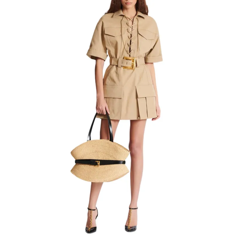BALMAIN SS25 Short Sleeved Dress Women's Beige-2