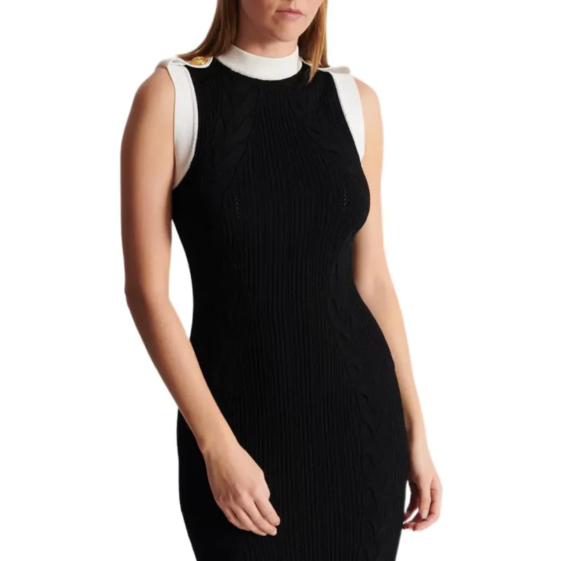 BALMAIN SS25 Sleeveless Dress Women's Black-4