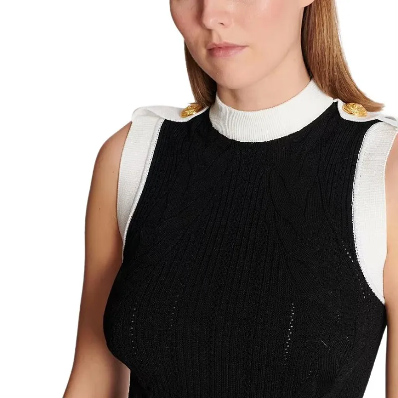 BALMAIN SS25 Sleeveless Dress Women's Black-5