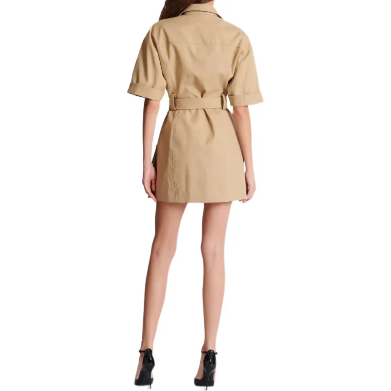 BALMAIN SS25 Short Sleeved Dress Women's Beige-3
