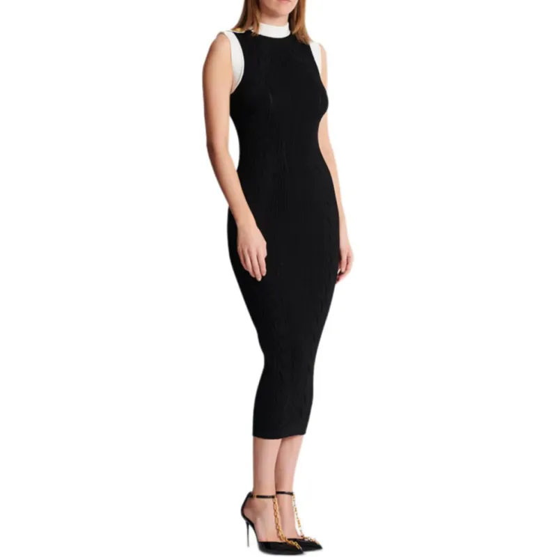 BALMAIN SS25 Sleeveless Dress Women's Black-3