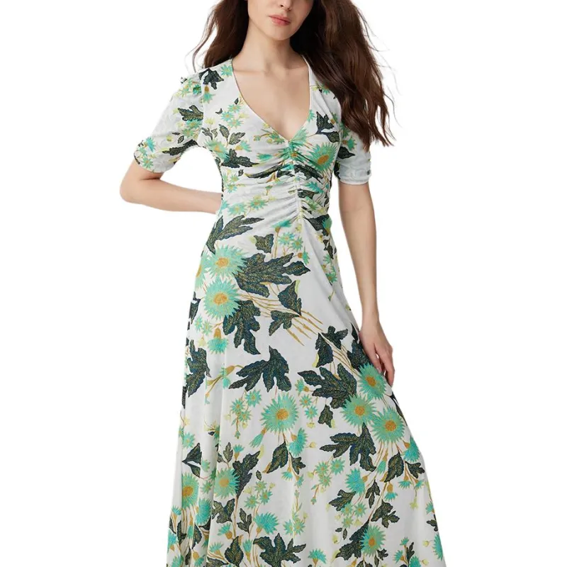 Diane Von Furstenberg SS25 Short Sleeved Dress Women's Green-3