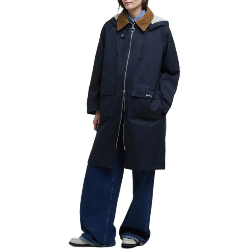 BARBOUR Trench Coat Women's Marine Blue-3