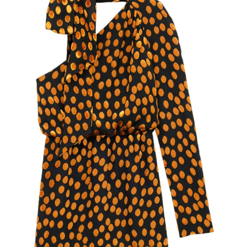 SAINT LAURENT Long Sleeved Dress Women's Orange-2