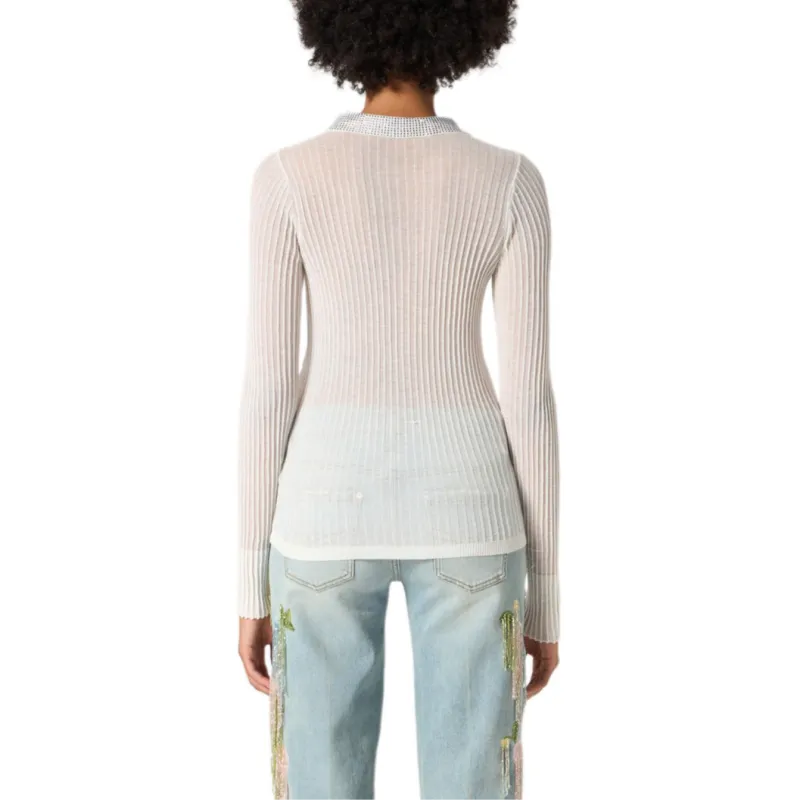 Blumarine Embellished Ribbed Polo Shirt-2