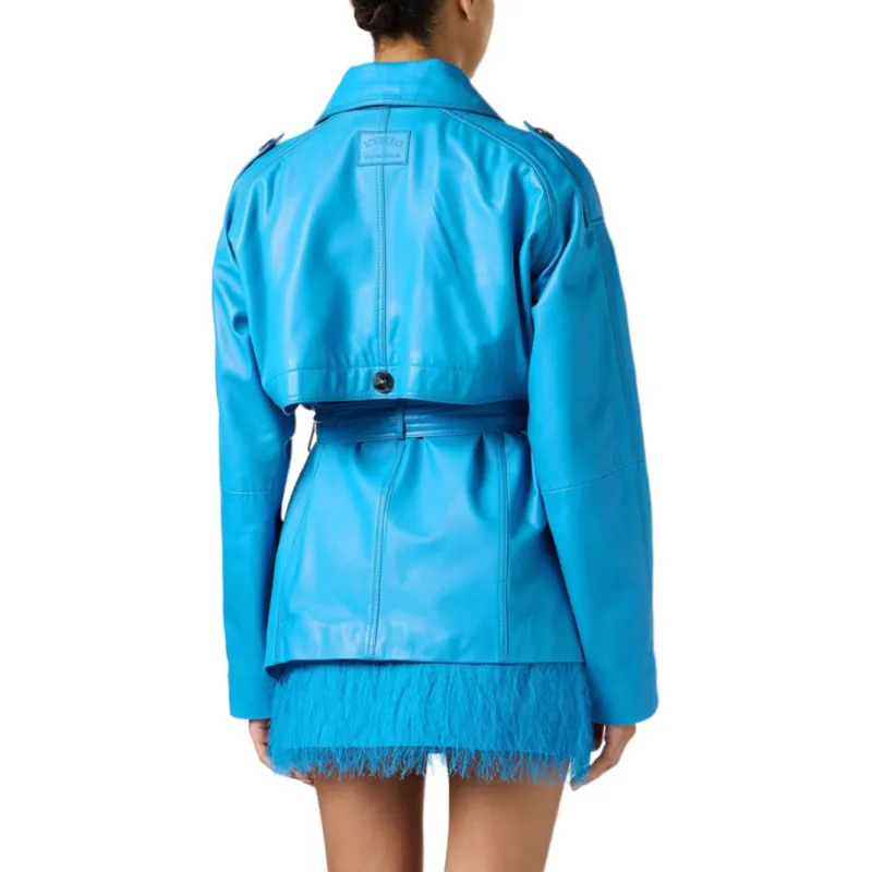 Iceberg SS25 Leather Jacket Women's Cobalt Blue-3