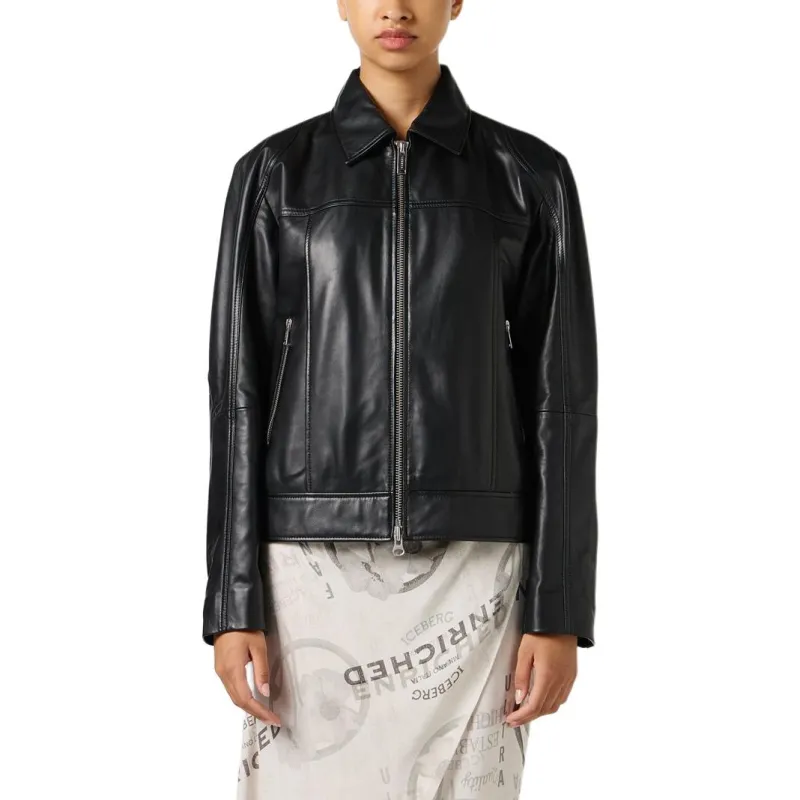 Iceberg SS25 Leather Jacket Women's Black-1