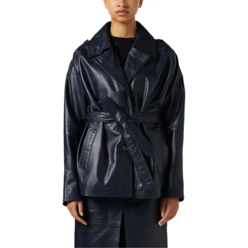 Iceberg SS25 Leather Jacket Women's Dark Blue-2