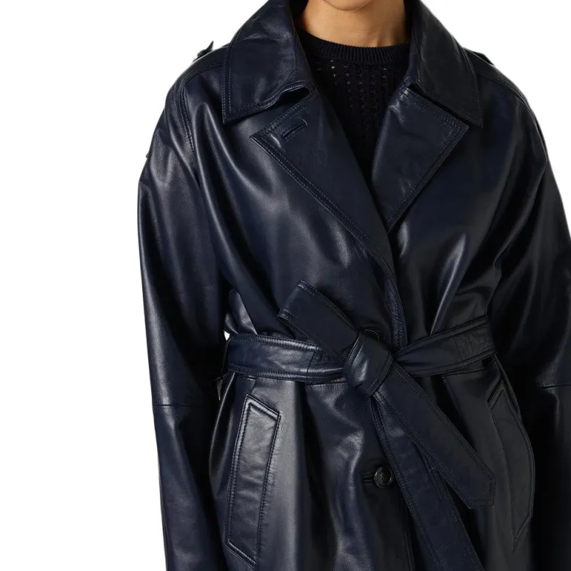 Iceberg SS25 Leather Jacket Women's Dark Blue-5