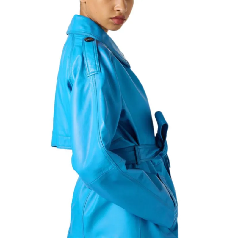 Iceberg SS25 Leather Jacket Women's Cobalt Blue-4