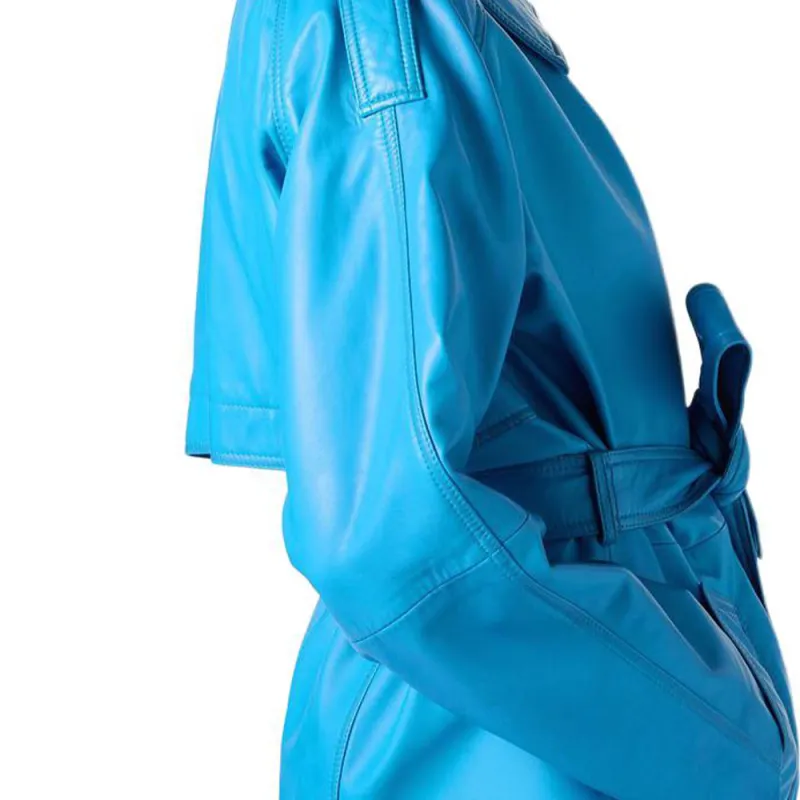 Iceberg SS25 Leather Jacket Women's Cobalt Blue-5