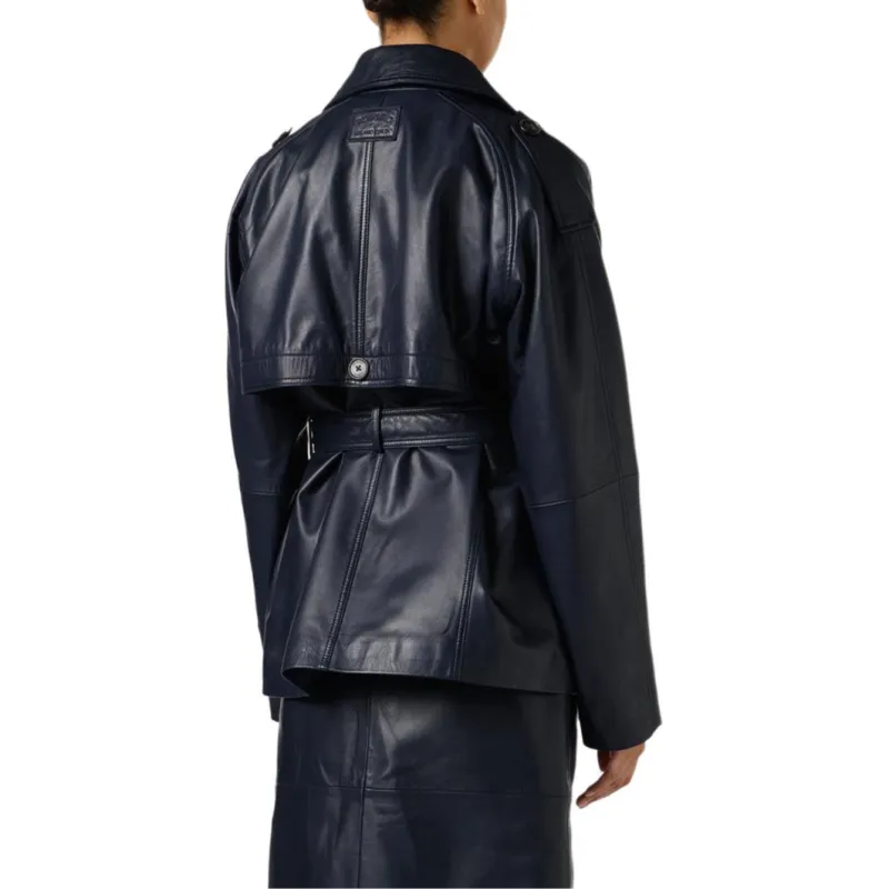 Iceberg SS25 Leather Jacket Women's Dark Blue-3