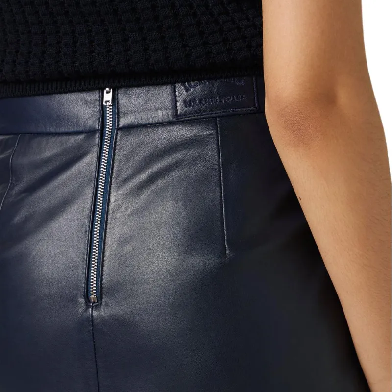 Iceberg SS25 Leather Long Skirts Women's Dark Blue-5