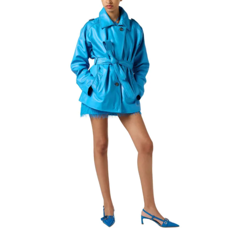 Iceberg SS25 Leather Jacket Women's Cobalt Blue-1