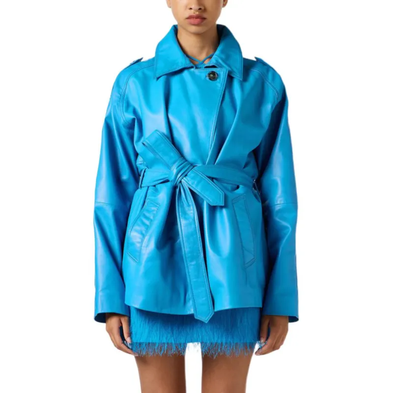 Iceberg SS25 Leather Jacket Women's Cobalt Blue-2