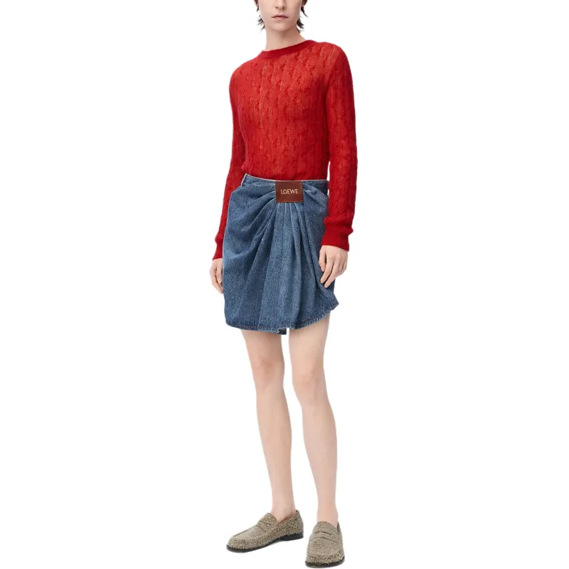 LOEWE Draped Skirt 'Indigo Blue'-3