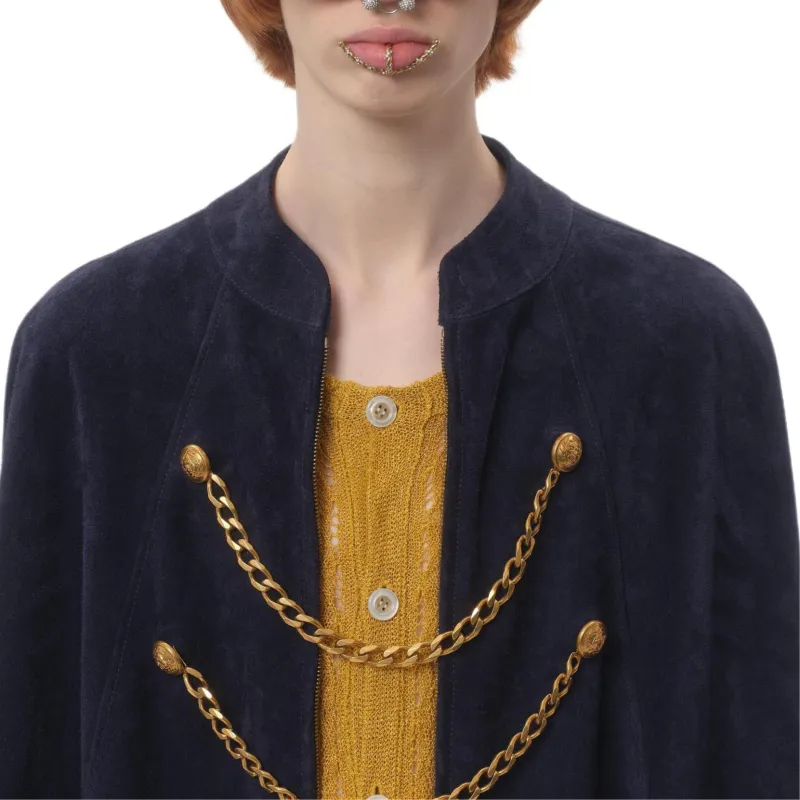 Valentino Leather Jacket Men's Dark Blue-4