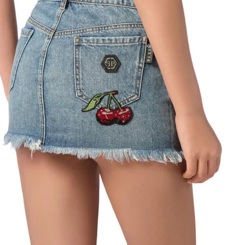 PHILIPP PLEIN Fitted Denim Skirt-4