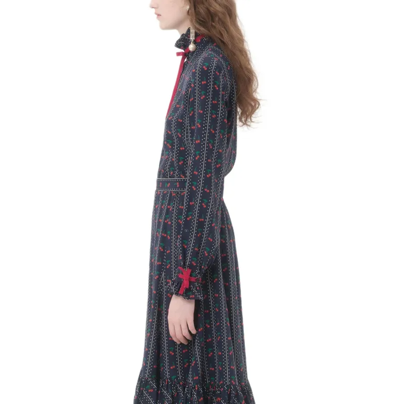 Valentino SS25 CHERRYFIC Shirt Women's Marine Blue-3