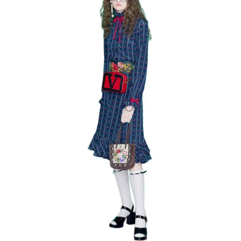 Valentino SS25 CHERRYFIC Shirt Women's Marine Blue-4