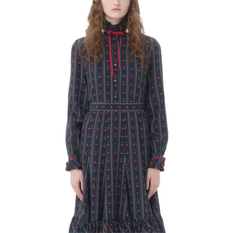 Valentino SS25 CHERRYFIC Shirt Women's Marine Blue-1