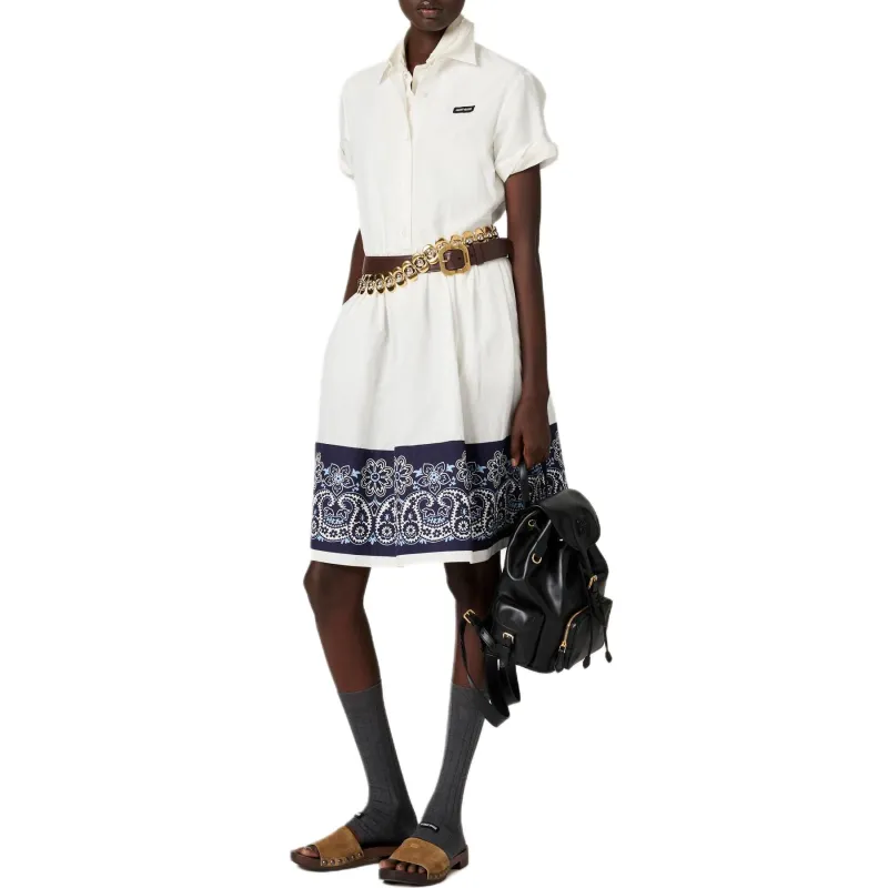 MIU MIU Bandana print Poplin Midi Dress-1
