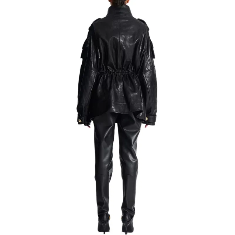 BALMAIN SS25 Leather Jacket Women's Black-3