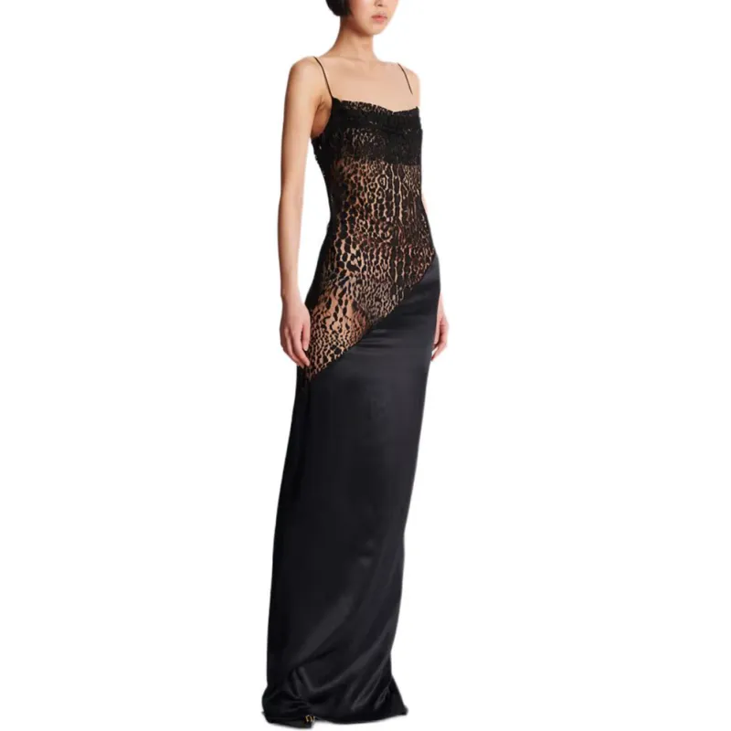 BALMAIN SS25 Slip Dress Women's Black-2