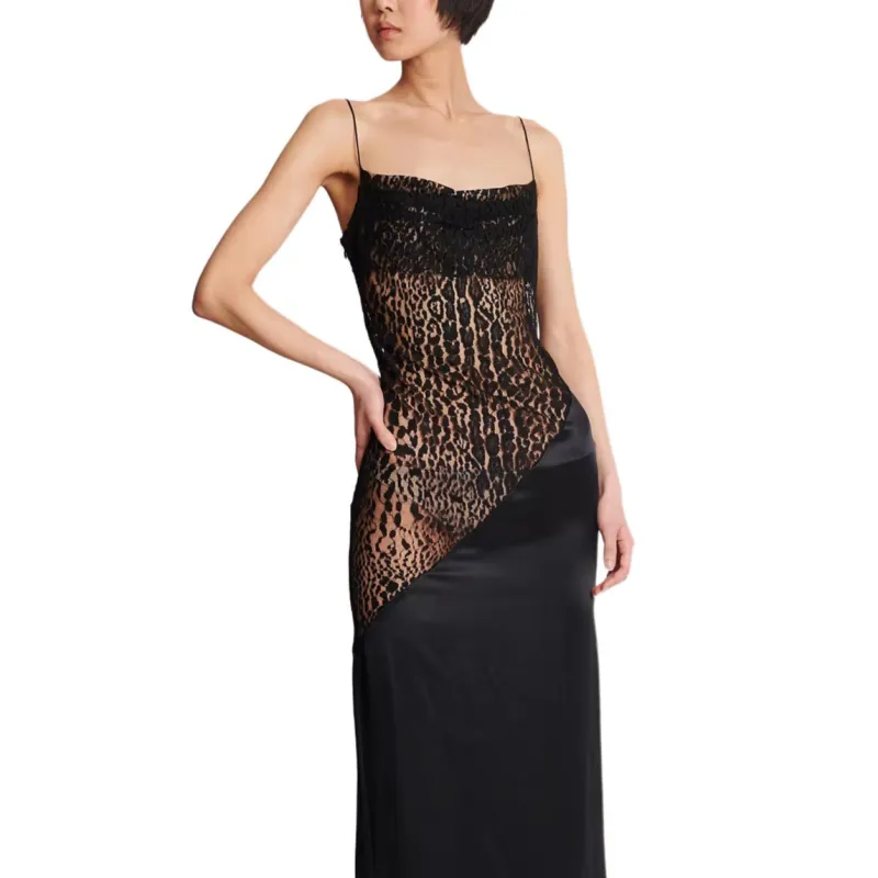 BALMAIN SS25 Slip Dress Women's Black-5