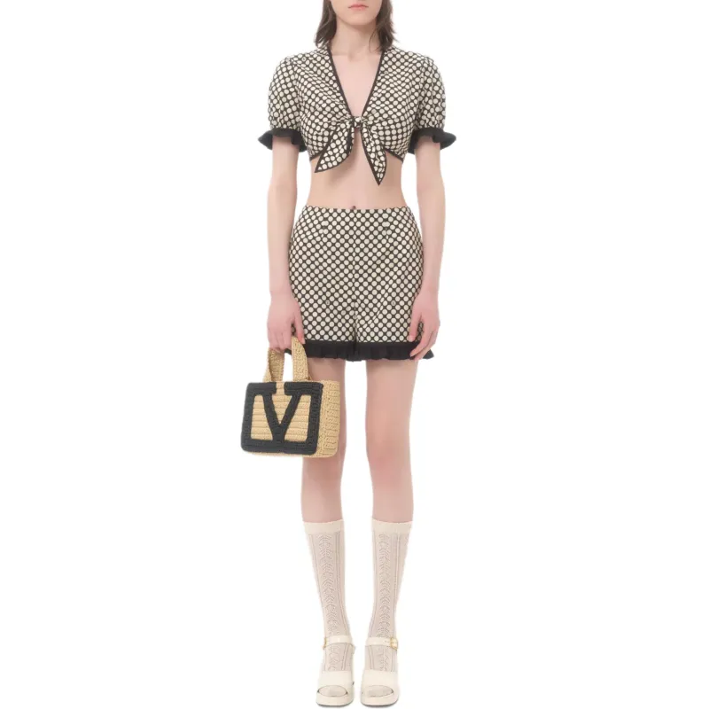 Valentino SS25 Crop Top Women's Black White-1