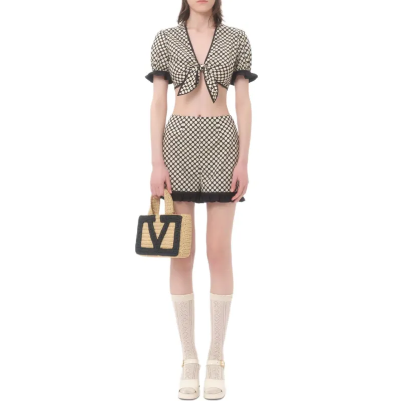 Valentino SS25 Casual Shorts Women's Black White-1