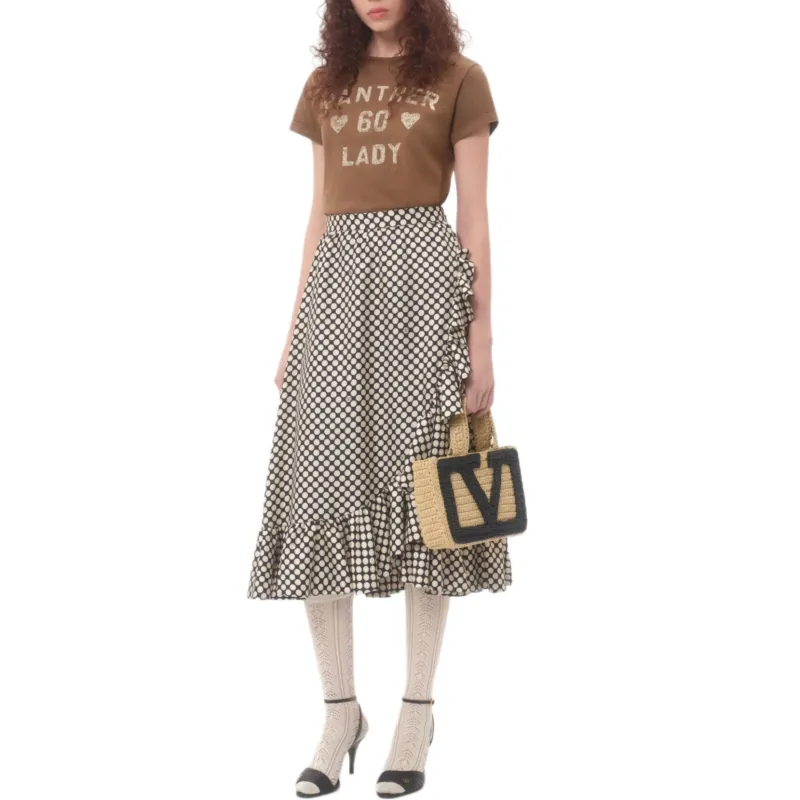 Valentino SS25 Casual Long Skirt Women's Black White-2