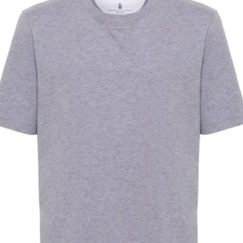 Brunello Cucinelli Mélange effect Cotton blend T shirt-4