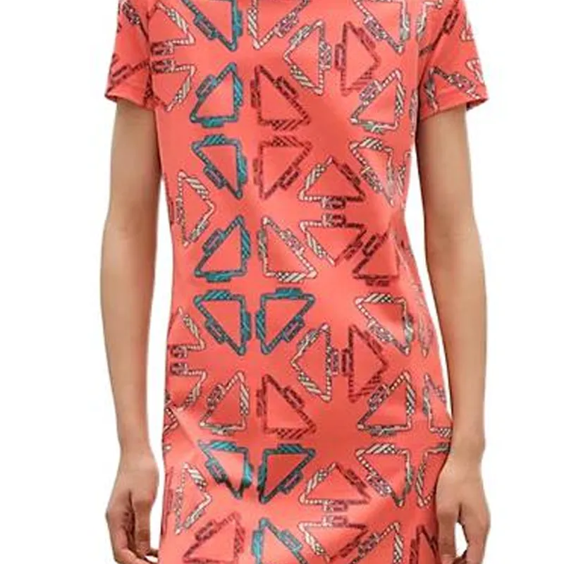 HERMES Short Sleeved Dress Women's Orange-4