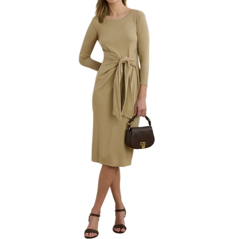 LAUREN RALPH LAUREN Long Sleeved Dress Women's Birch Brown Umber-1