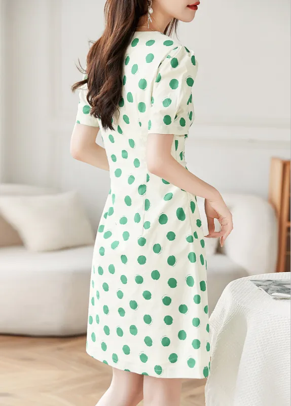 Like The Age Of Water Summer Short Sleeved Dress Slim Fit Women's Green-1