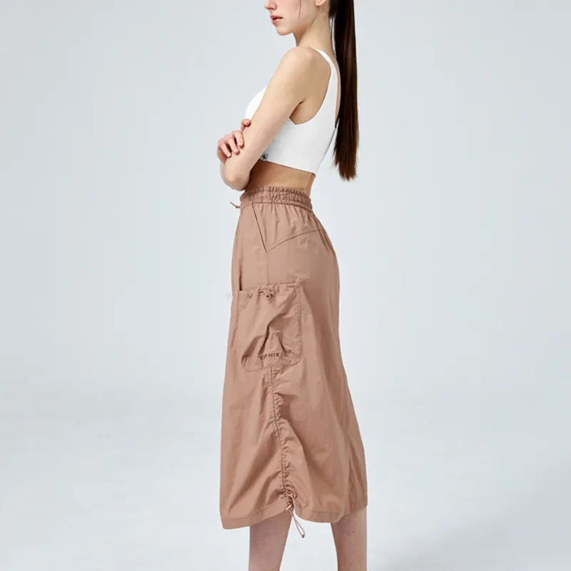 XEXYMIX SS25 Casual Long Skirt Women's Iron Red-3