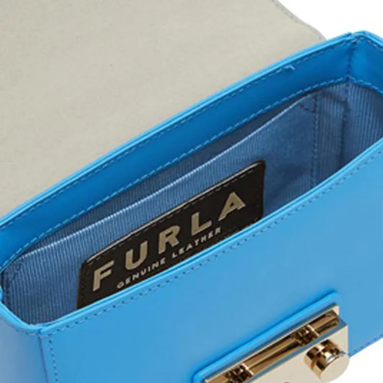 Furla Metropolis Collection Leather Crossbody Bag, Shoulder Bag Women's Blue-3