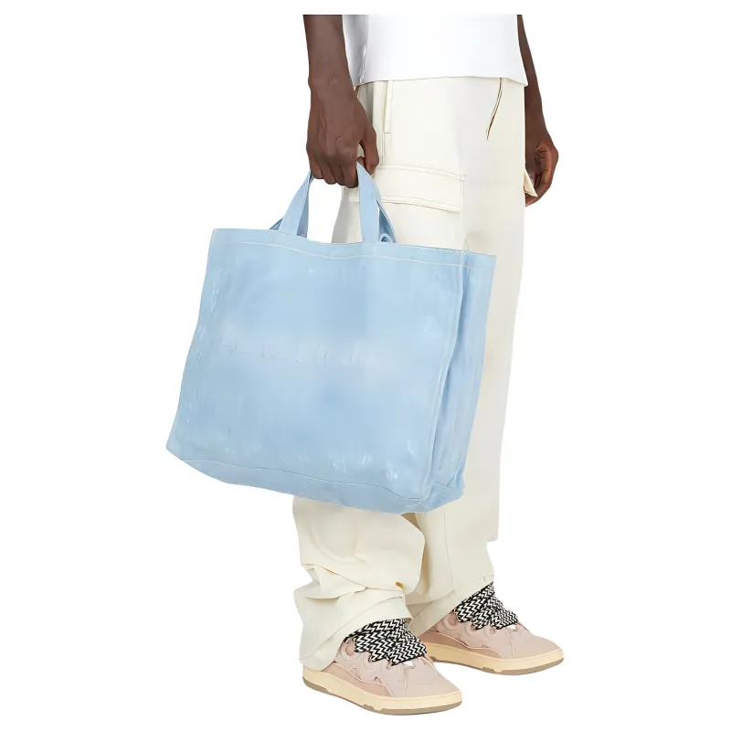 Acne Studios Denim Fabric Tote Bag, Shopping Bag, Shoulder Bag, Handbag Women's Light Blue-4