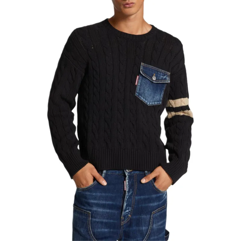 DSQUARED 2 Cable Knit Crewneck Jumper-2