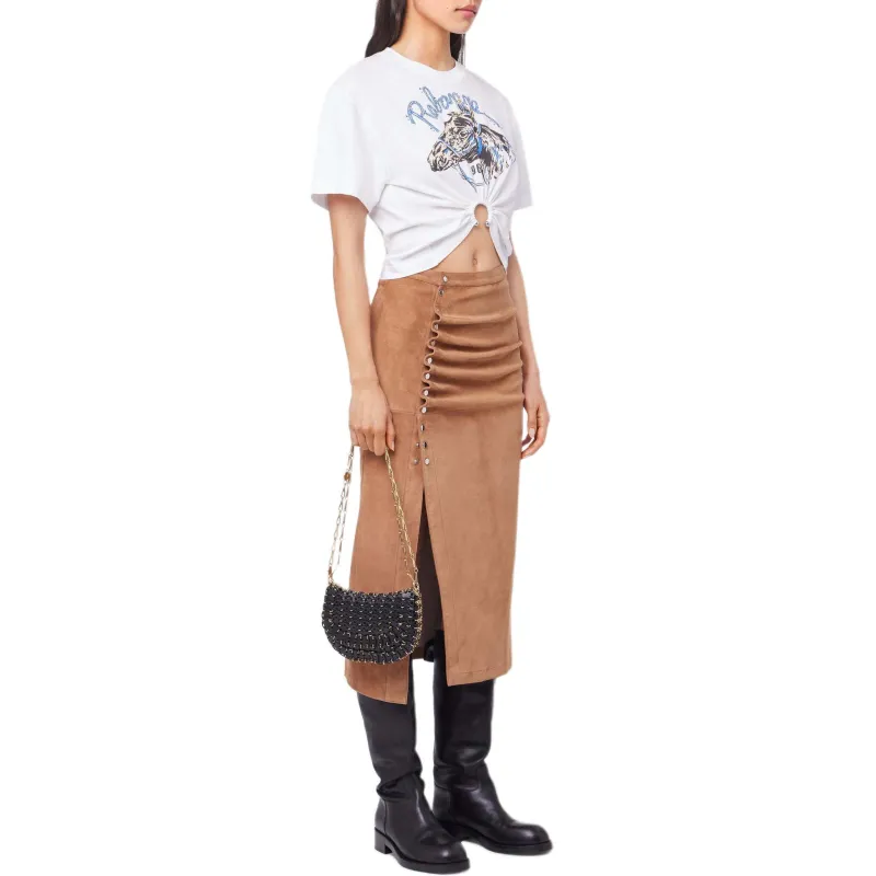 Rabanne Suede Midi Skirt-4