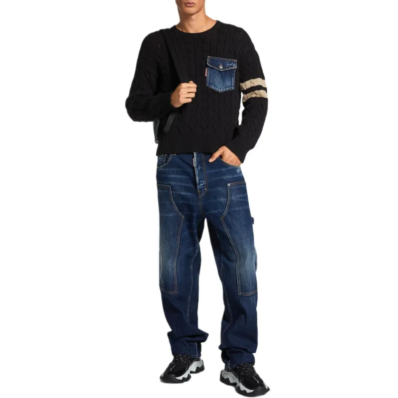 DSQUARED 2 Cable Knit Crewneck Jumper-3