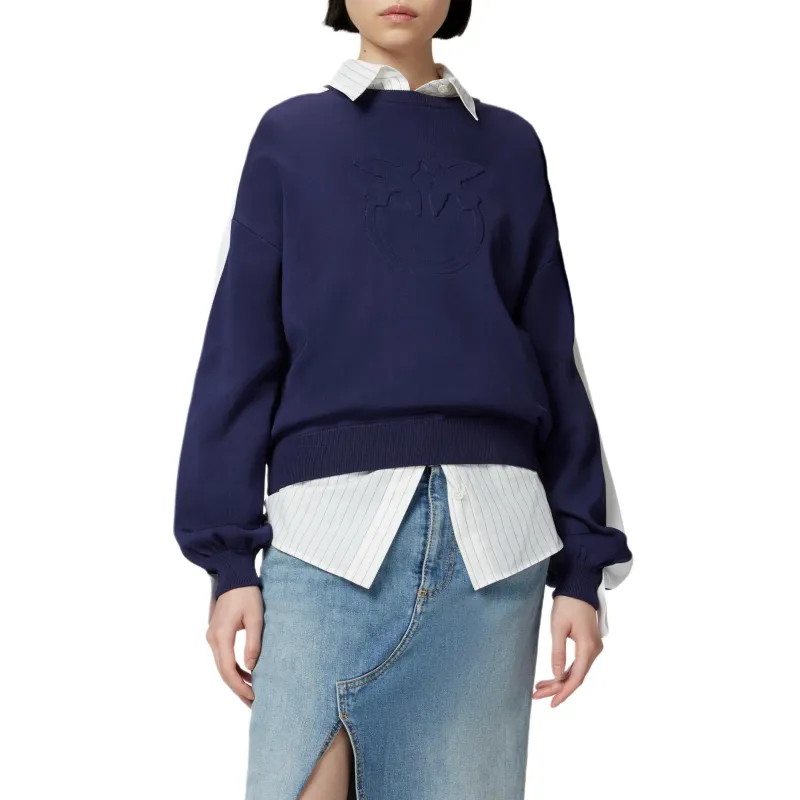 PINKO Emporio Raised Logo Wide Sleeves Crew Neck Sweatshirt-2