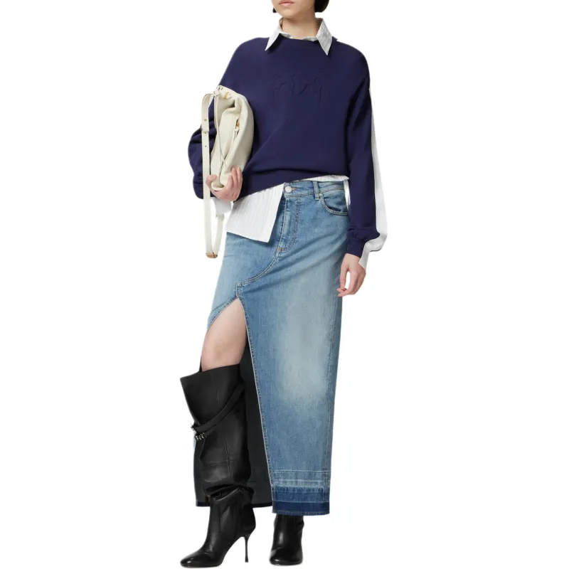 PINKO Emporio Raised Logo Wide Sleeves Crew Neck Sweatshirt-3