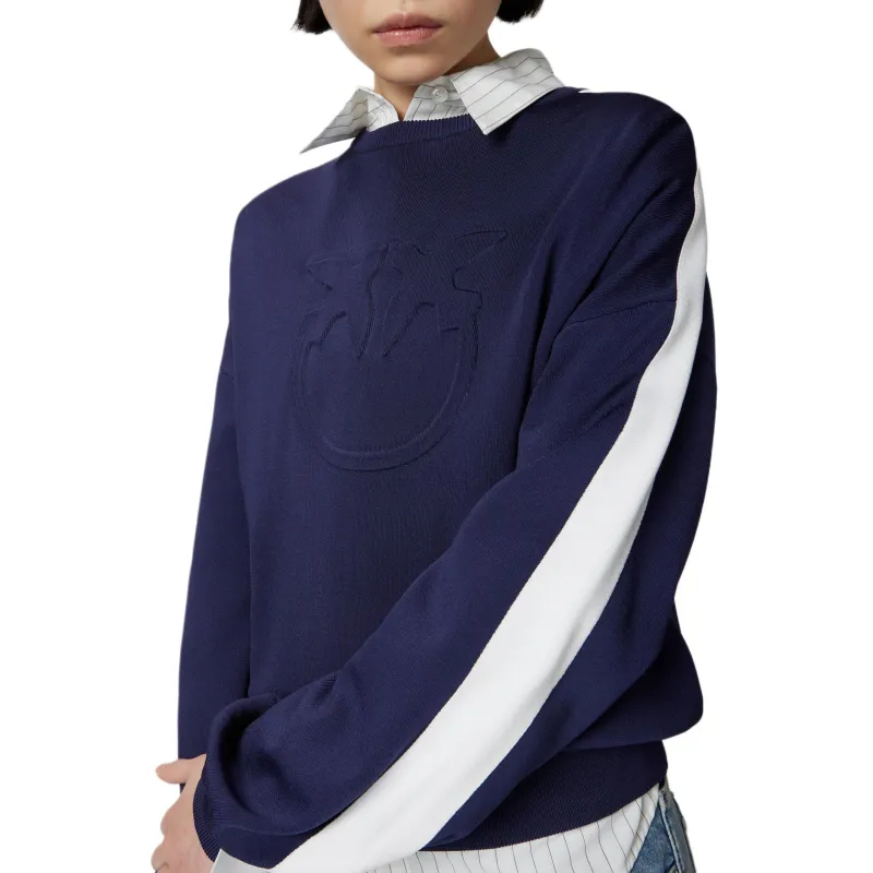 PINKO Emporio Raised Logo Wide Sleeves Crew Neck Sweatshirt-5