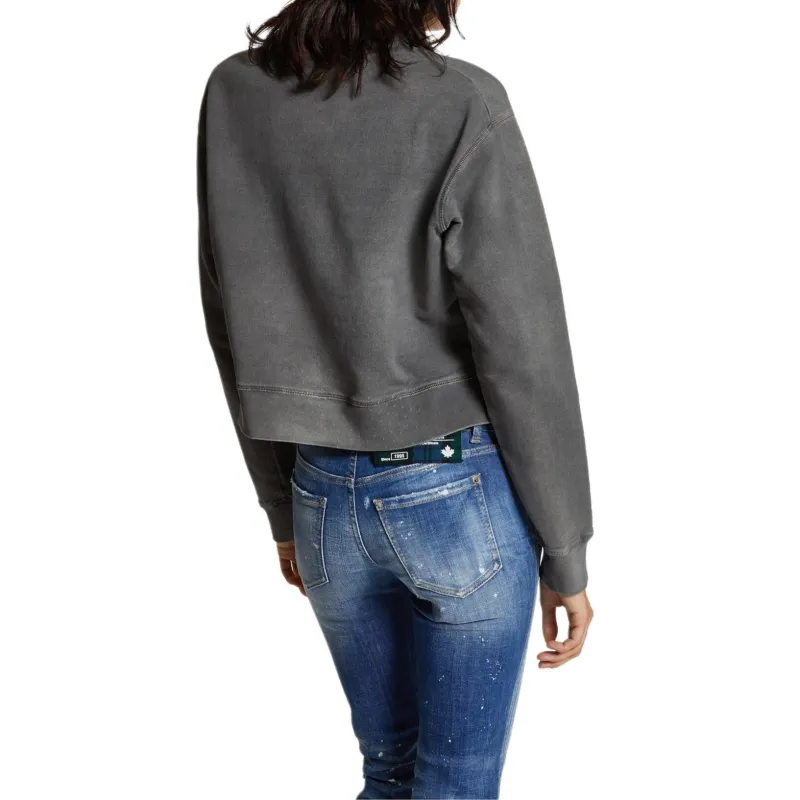 DSQUARED 2 Spray Dyed Round Rib Crewneck Sweatshirt-3