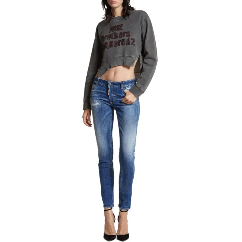 DSQUARED 2 Spray Dyed Round Rib Crewneck Sweatshirt-4