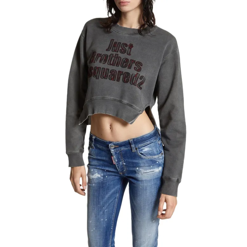 DSQUARED 2 Spray Dyed Round Rib Crewneck Sweatshirt-2